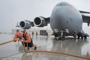 Strong man pulling airplane  Vs meme template