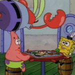 Mr. Krabs jumping on table Spongebob meme template blank