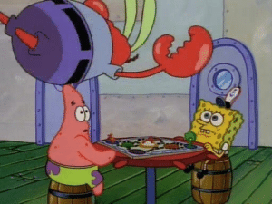 Mr. Krabs jumping on table Spongebob meme template