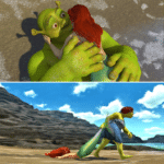 Shrek Kissing Mermad  meme template blank Dreamworks