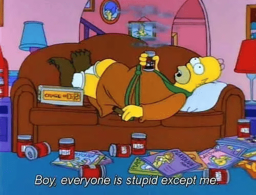 Homer 'Boy everybody is stupid except me' Simpsons meme template blank