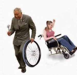 Stealing Wheelchair Wheel Vs Vs. meme template