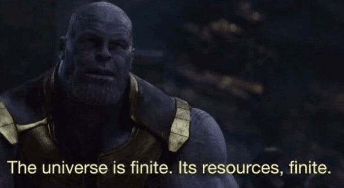 Thanos 'The universe is finite. Its resources, finite'  meme template blank Thanos, Marvel Avengers