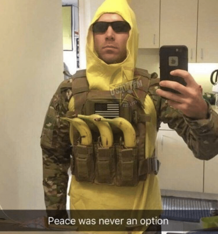 Peace was never an option banana man  meme template blank