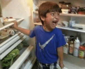 Crying kid looking in fridge Looking meme template