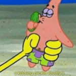 Patrick kissing pickle loudly Spongebob meme template blank