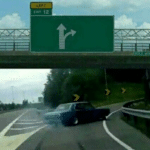 Car swerving off highway (blank template)  meme template blank