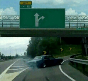 Car swerving off highway (blank template)  Vs meme template
