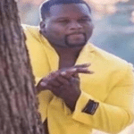Black man rubbing hands behind tree Black Twitter meme template blank