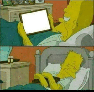 Old Bart looking at picture Simpsons meme template