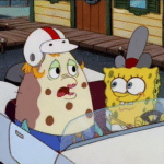 Spongebob driving a sad Mrs. Puff Spongebob meme template blank