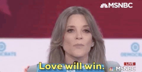 Marianne Williamson 'Love will win'  meme template blank 