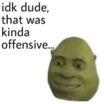 Shrek 'Idk dude that was kind of offensive'  meme template blank