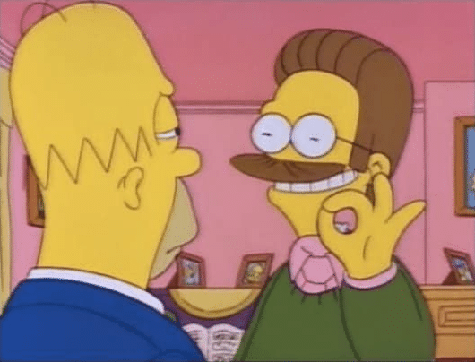 Flanders Ok Hand Sign Simpsons meme template blank Homer, annoyed