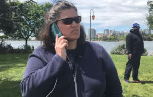 White woman calling phone on black people White meme template