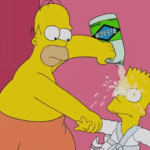 Homer pouring bleach in Barts eyes Simpsons meme template blank