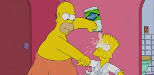 Homer pouring bleach in Barts eyes Pouring meme template