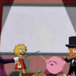 Lisa and different characters pointing to board  meme template blank presentation, Robbie Rotten, Lazytown, Kirby, gaming