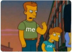 Simpsons me hitting me from behind Vs Vs. meme template