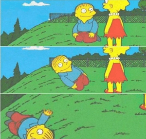 Ralph Rolling Down Hill Simpsons meme template