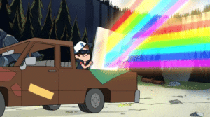 Gravity Falls Reflecting Rainbow TV meme template