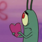 Plankton holding heart Spongebob meme template blank