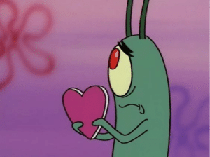 Plankton holding heart Spongebob meme template