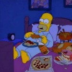 Homer eating food in bed Simpsons meme template blank shy