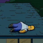 Homer passed out on roof Simpsons meme template blank