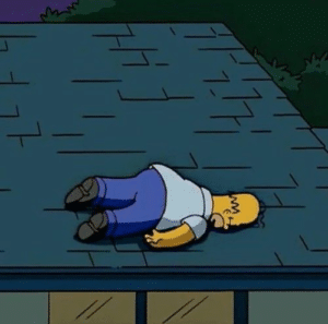 Homer passed out on roof Simpsons meme template