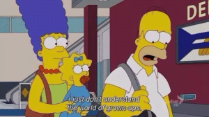 Homer ‘I just dont understand the world of grown-ups’ Standing meme template