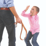 Dad hitting kid with belt stock photo meme template blank