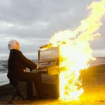 Playing flaming piano  meme template blank