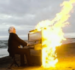 Playing flaming piano Music meme template