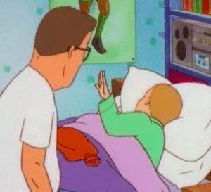 Bobby dismissing Hank in bed King of the Hill meme template