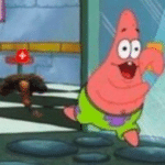 Patrick Running out of door  meme template blank