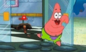 Patrick Running out of door Spongebob meme template