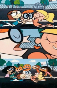 Dexter whispering in ear (extended, blank template) Whispering meme template