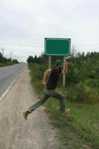 Guy running in front of sign (blank template) Running meme template