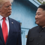 Trump looking admiringly at Kim Jong Un politics meme template blank