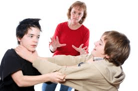 Two kids choking while mom watches Stock Photo meme template