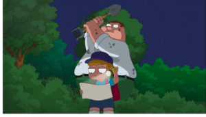 Peter hitting kid from behind Family Guy meme template