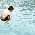 Kid jumping in pool  meme template blank