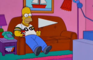 Homer holding flag Simpsons meme template