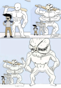 Monsters waiting to hit from behind comic (blank template) Monster meme template