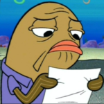 Unimpressed fish reading paper Spongebob meme template blank Francis the fish