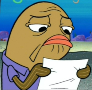 Unimpressed fish reading paper Paper meme template
