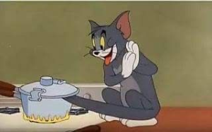 Tom Cat cooking tail Tom and Jerry meme template