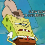 Spongebob 'Slow down there buckaroo' Spongebob meme template blank