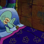 Squidward Worried in Bed Spongebob meme template blank Anxiety